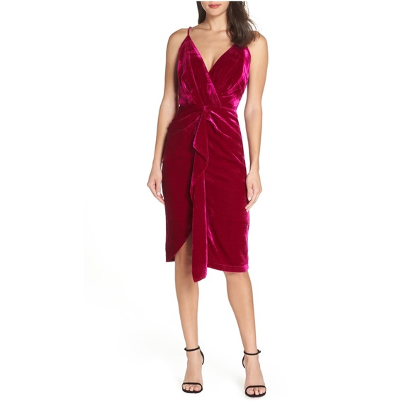 harlyn Dresses & Skirts - harlyn pink magenta velvet silk blend sleeveless drape midi dress
